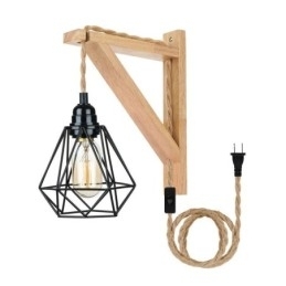 Lampă de perete retro americană 2,5 m frânghie de cânepă sârmă agățată abajur vopsit din fier negru
