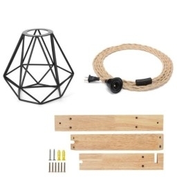 Lampă de perete retro americană 2,5 m frânghie de cânepă sârmă agățată abajur vopsit din fier negru