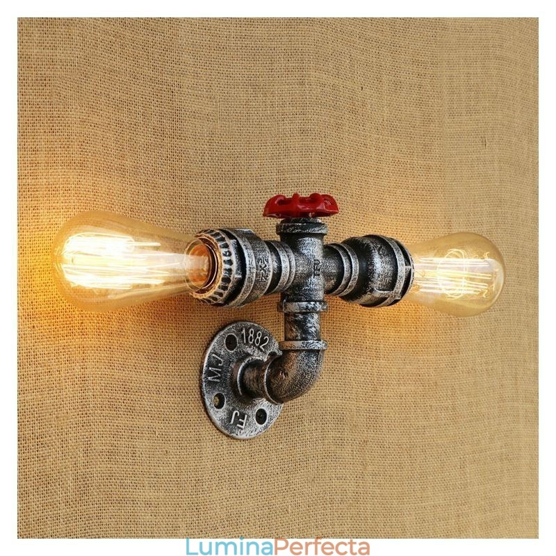Lampă de perete industrială vintage retro cu țeavă de apă