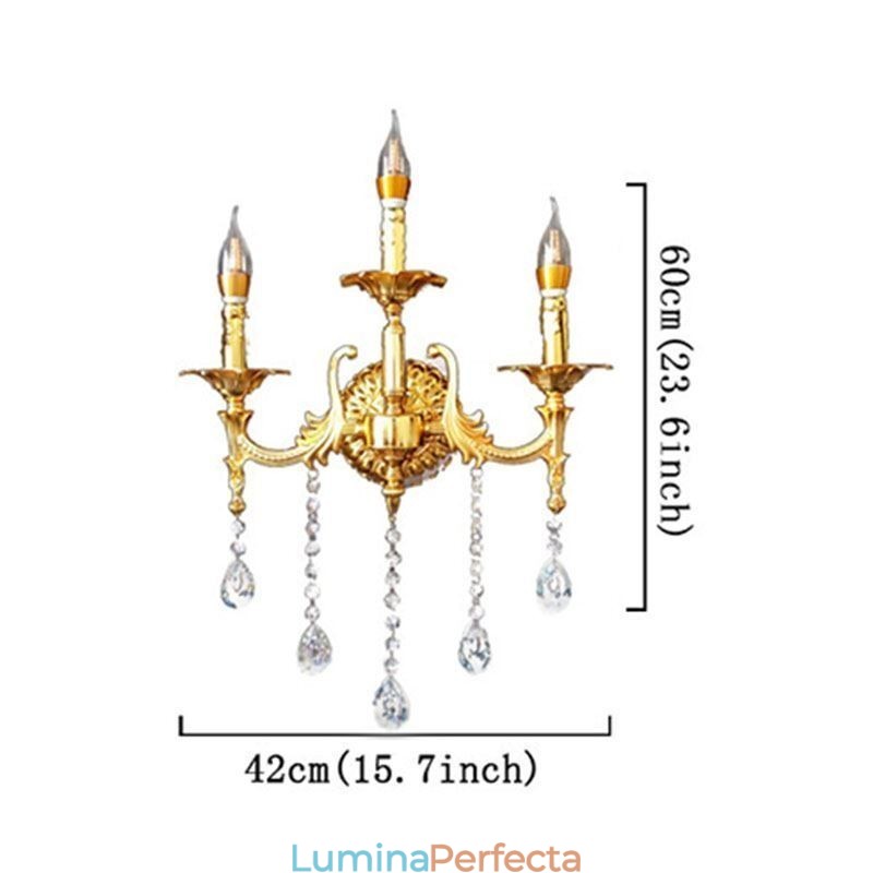 Lampă de perete europeană Aplice de perete de lux Lampă de decorare cu picături de cristal Iluminat de noptieră