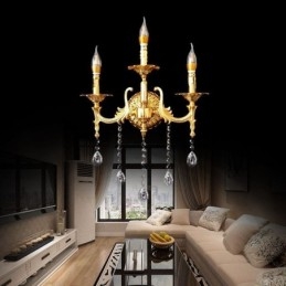 Lampă de perete europeană Aplice de perete de lux Lampă de decorare cu picături de cristal Iluminat de noptieră