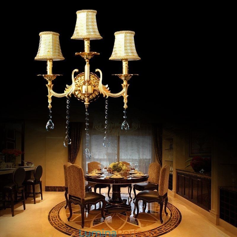Lampă de perete europeană Aplice de perete de lux Lampă de decorare cu picături de cristal Iluminat de noptieră