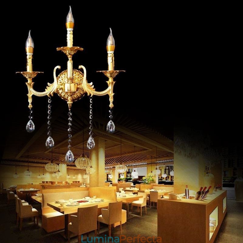 Lampă de perete europeană Aplice de perete de lux Lampă de decorare cu picături de cristal Iluminat de noptieră