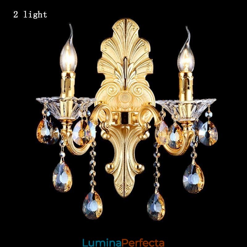 Lampă de perete europeană Aplice de perete de lux Lampă de decorare cu picături de cristal Iluminat de noptieră