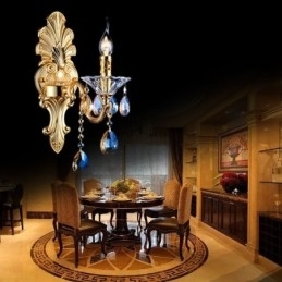 Lampă de perete europeană Aplice de perete de lux Lampă de decorare cu picături de cristal Iluminat de noptieră
