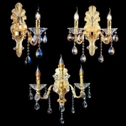 Lampă de perete europeană Aplice de perete de lux Lampă de decorare cu picături de cristal Iluminat de noptieră