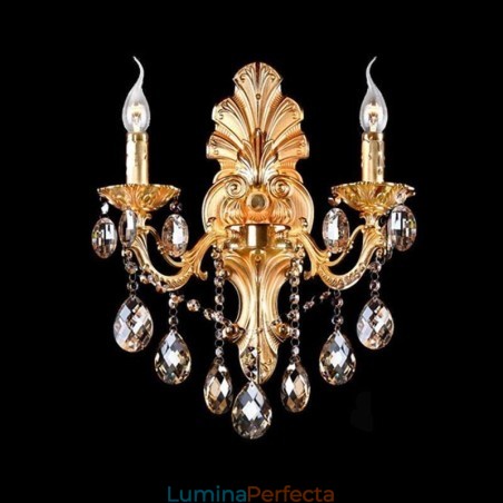 Lampă de perete europeană Aplice de perete cu petale de aur Picături de cristal rafinate Iluminare de noptieră Lampă de perete europeană Aplice de perete cu petale de aur Picături de cristal rafinate Iluminare de noptieră