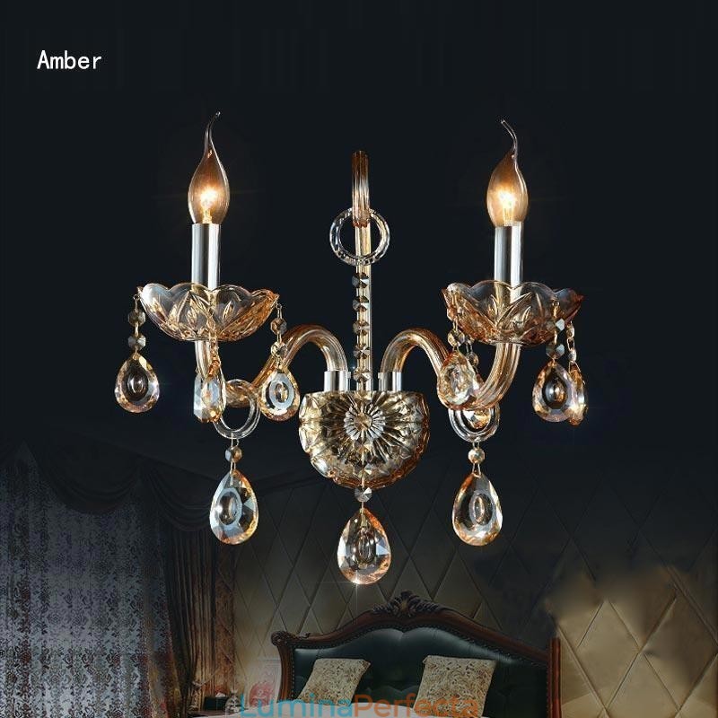 Lampă europeană de perete chihlimbar coniac cristal de perete lumina simplă lampă