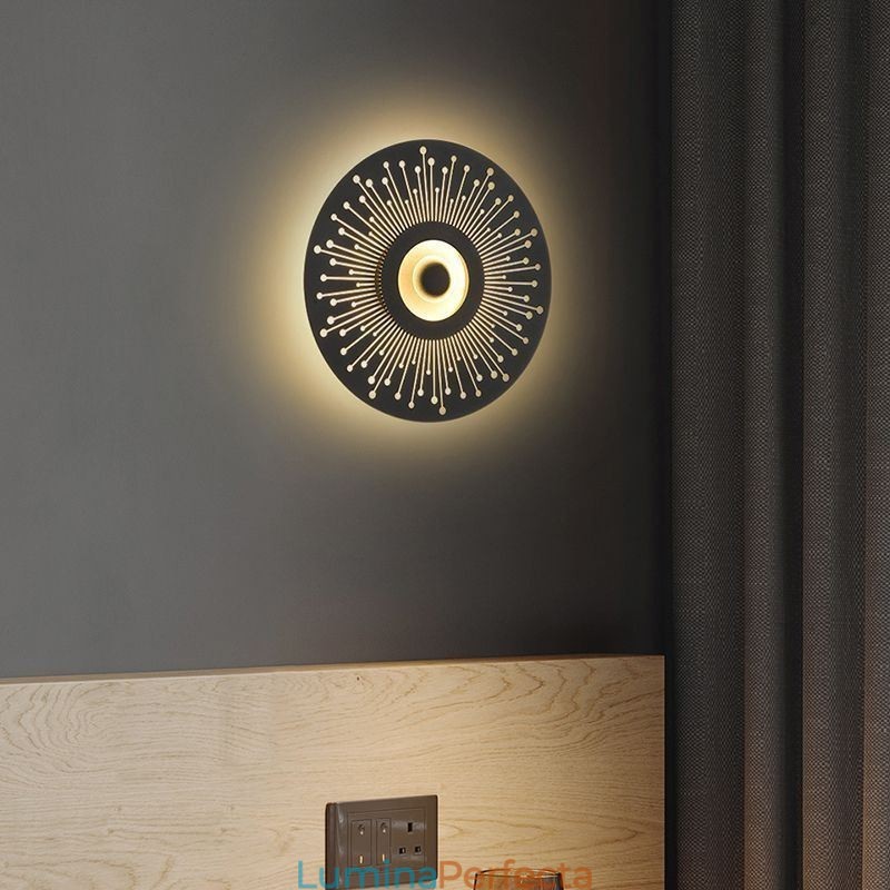 Lampă de perete Nordic Full Copper Hollow Round Lampă