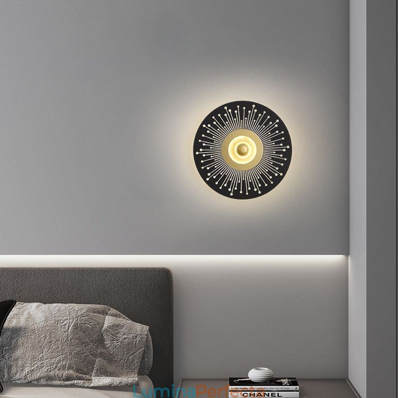 Lampă de perete Nordic Full Copper Hollow Round Lampă