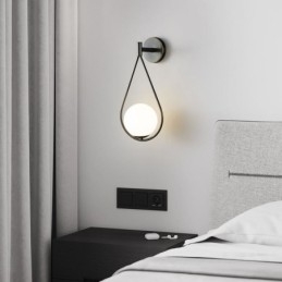 Lampă de perete Modern Globe Applique de perete din sticlă Aplic negru cu picătură de apă