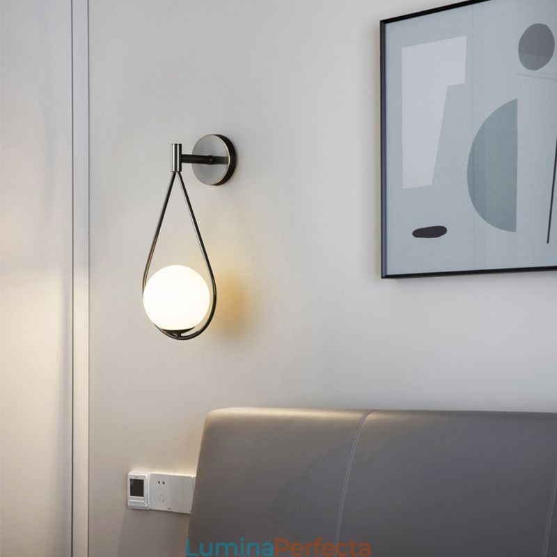 Lampă de perete Modern Globe Applique de perete din sticlă Aplic negru cu picătură de apă