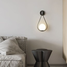 Lampă de perete Modern Globe Applique de perete din sticlă Aplic negru cu picătură de apă