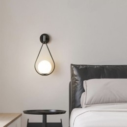 Lampă de perete Modern Globe Applique de perete din sticlă Aplic negru cu picătură de apă