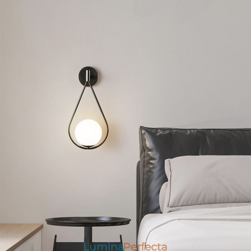 Lampă de perete Modern Globe Applique de perete din sticlă Aplic negru cu picătură de apă
