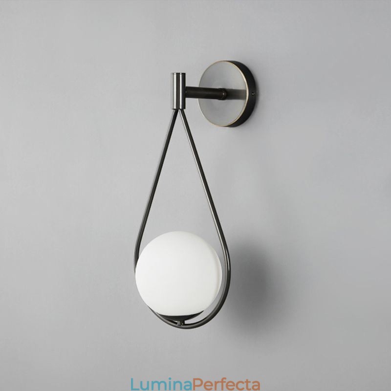 Lampă de perete Modern Globe Applique de perete din sticlă Aplic negru cu picătură de apă