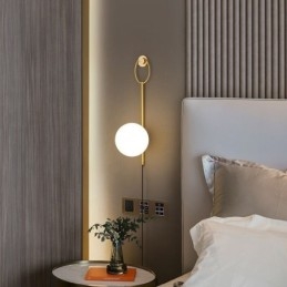 Lampă de perete Modern Globe Applique din sticlă aurie periată