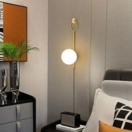 Lampă de perete Modern Globe Applique din sticlă aurie periată