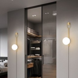Lampă de perete Modern Globe Applique din sticlă aurie periată