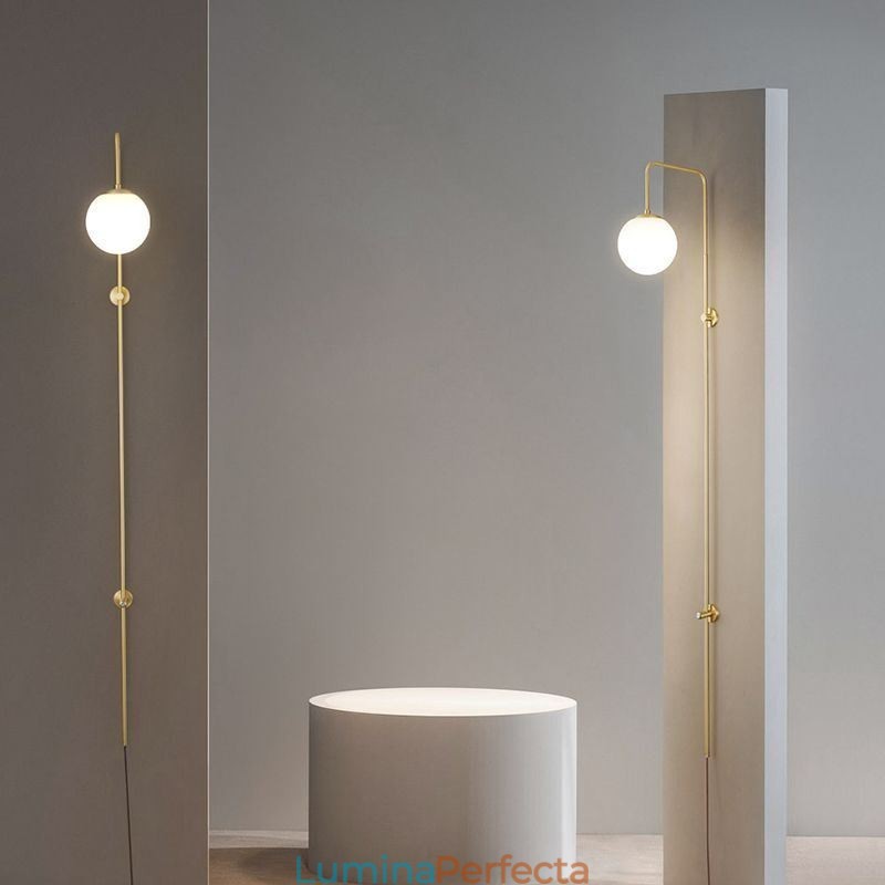 Lampă de perete Modern Globe Applique din sticlă aurie periată
