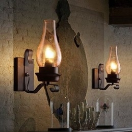 Aplică de perete vintage din fier forjat cu o singură lumină