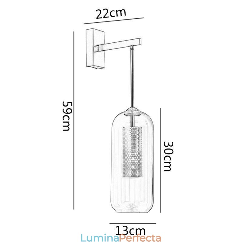 Lampă de perete din alamă nordică Abajur de sticlă cilindru scobit interior