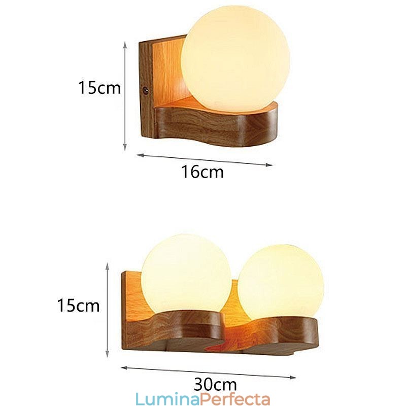 Lampă de perete nordică din lemn masiv Cozy Shape Ball Shape Light