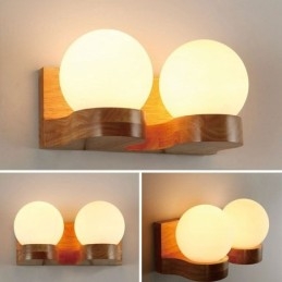 Lampă de perete nordică din lemn masiv Cozy Shape Ball Shape Light