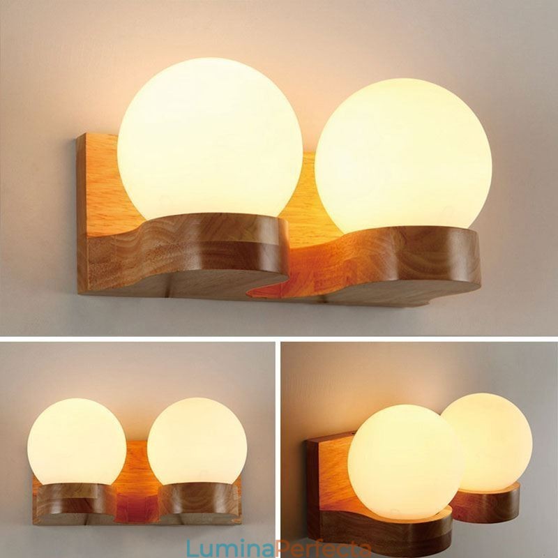 Lampă de perete nordică din lemn masiv Cozy Shape Ball Shape Light