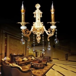 Lampă de perete europeană Aplice de perete de lux Lampă cu picătură de cristal Iluminat de noptieră