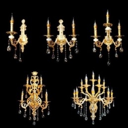 Lampă de perete europeană Aplice de perete de lux Lampă cu picătură de cristal Iluminat de noptieră