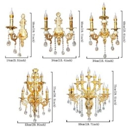 Lampă de perete europeană Aplice de perete de lux Lampă cu picătură de cristal Iluminat de noptieră