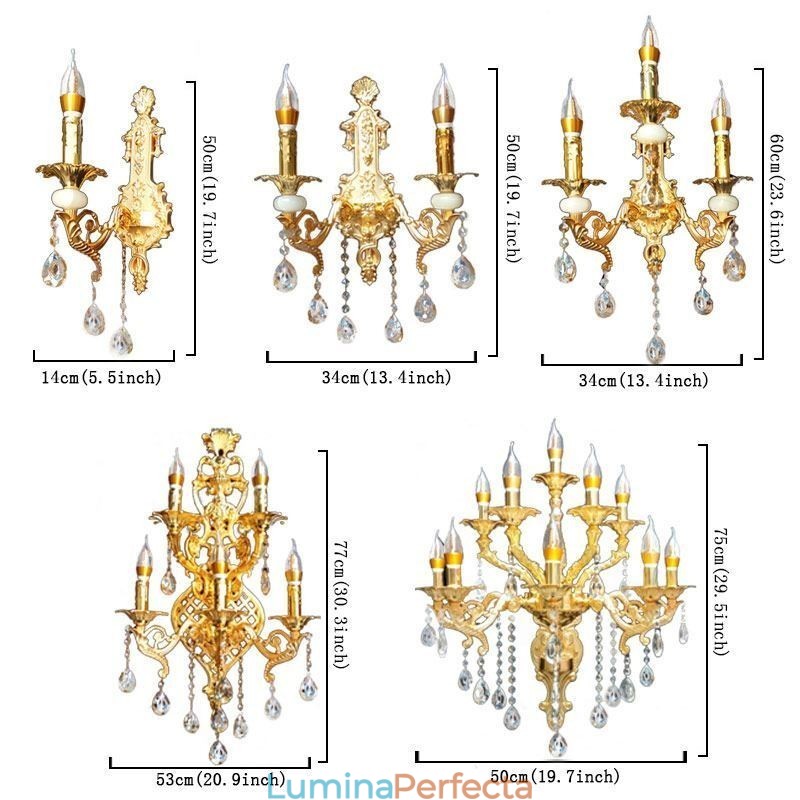 Lampă de perete europeană Aplice de perete de lux Lampă cu picătură de cristal Iluminat de noptieră