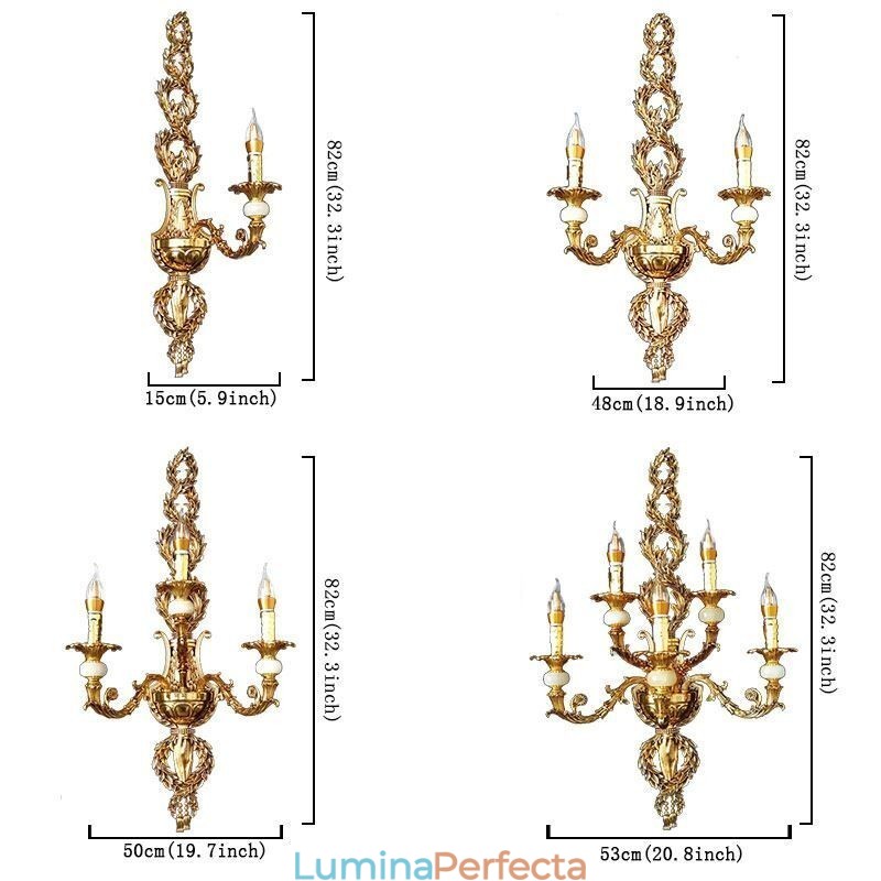 Lampă de perete europeană Aplice de perete cu petale de lux Lampă de decorare din jad Iluminat de noptieră