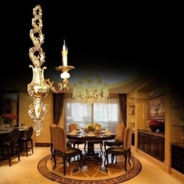 Lampă de perete europeană Aplice de perete cu petale de lux Lampă de decorare din jad Iluminat de noptieră