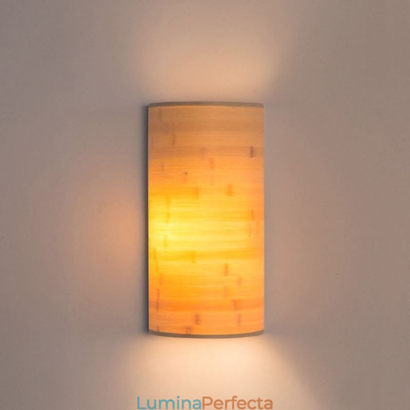 Aplic de perete din bambus japonez Applique de perete semicerc simple Iluminat de noptieră