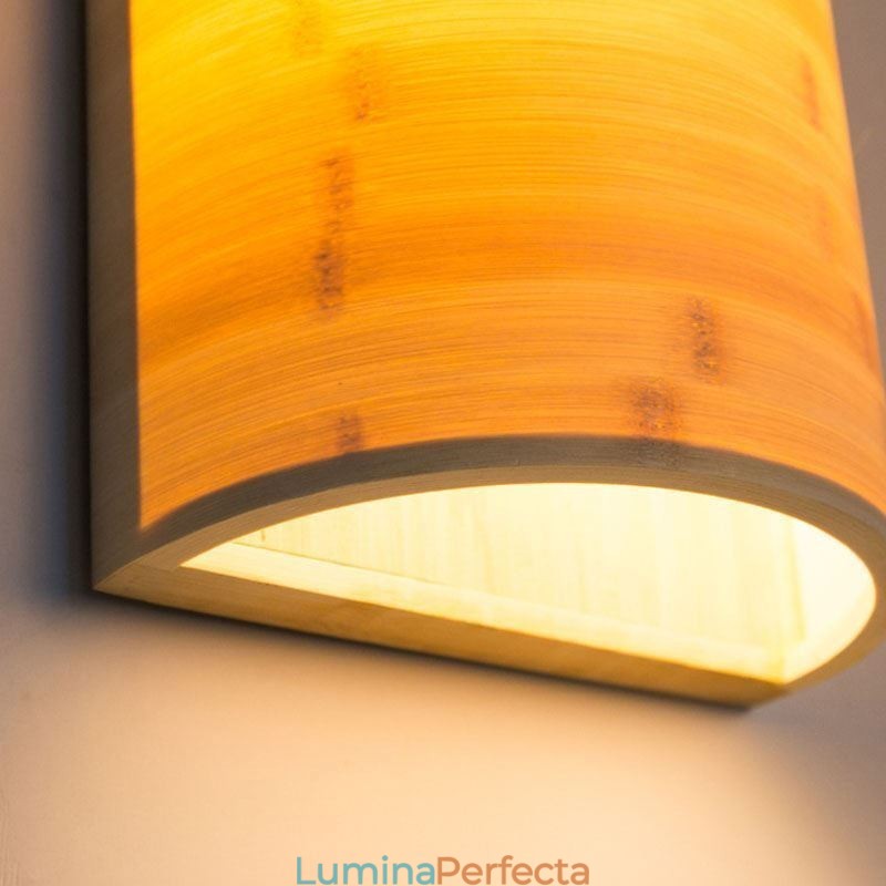 Aplic de perete din bambus japonez Applique de perete semicerc simple Iluminat de noptieră