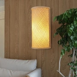 Aplică de perete din bambus semicilindric Creativ Aplice de perete de noptieră Scări Iluminat rural