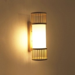 Aplică verticală din bambus Aplice rotunde creative de perete Iluminare scărilor de noptieră