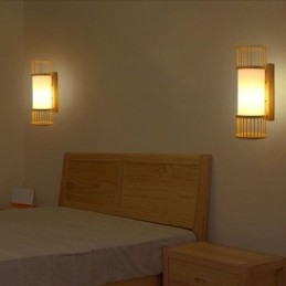 Aplică verticală din bambus Aplice rotunde creative de perete Iluminare scărilor de noptieră