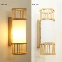 Aplică verticală din bambus Aplice rotunde creative de perete Iluminare scărilor de noptieră