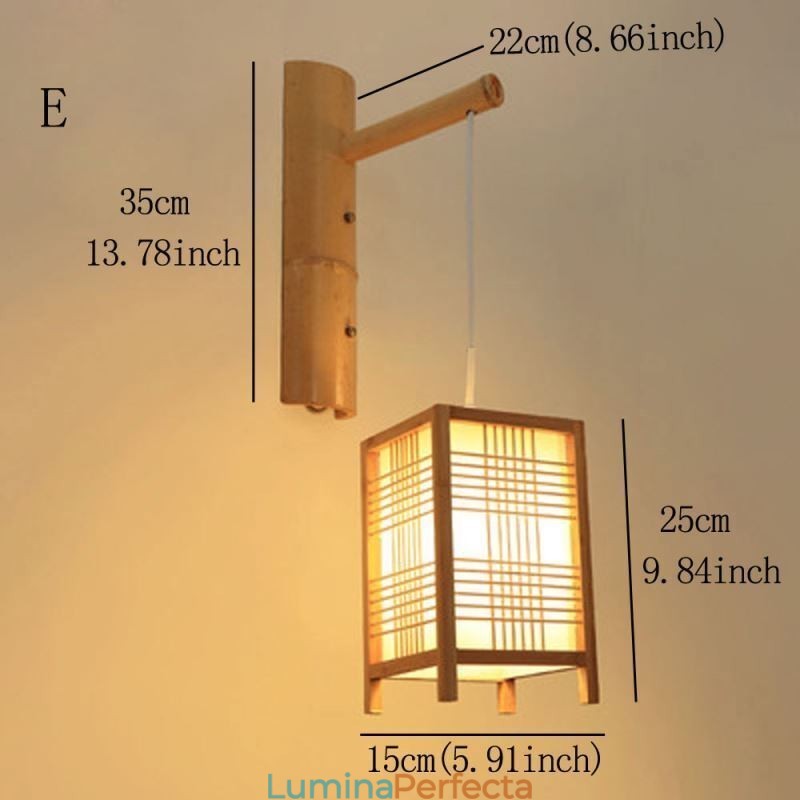 Aplic de perete din bambus țesut Iluminat retro chinezesc de perete