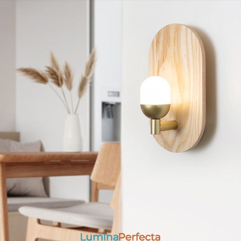 Lampă de perete din lemn de decor. Lumini de intrare pentru culoar