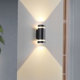 Aplică de perete, rezistentă la apă, în sus în jos, din aluminiu, cu cap dublu