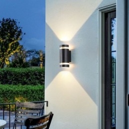 Aplică de perete, rezistentă la apă, în sus în jos, din aluminiu, cu cap dublu
