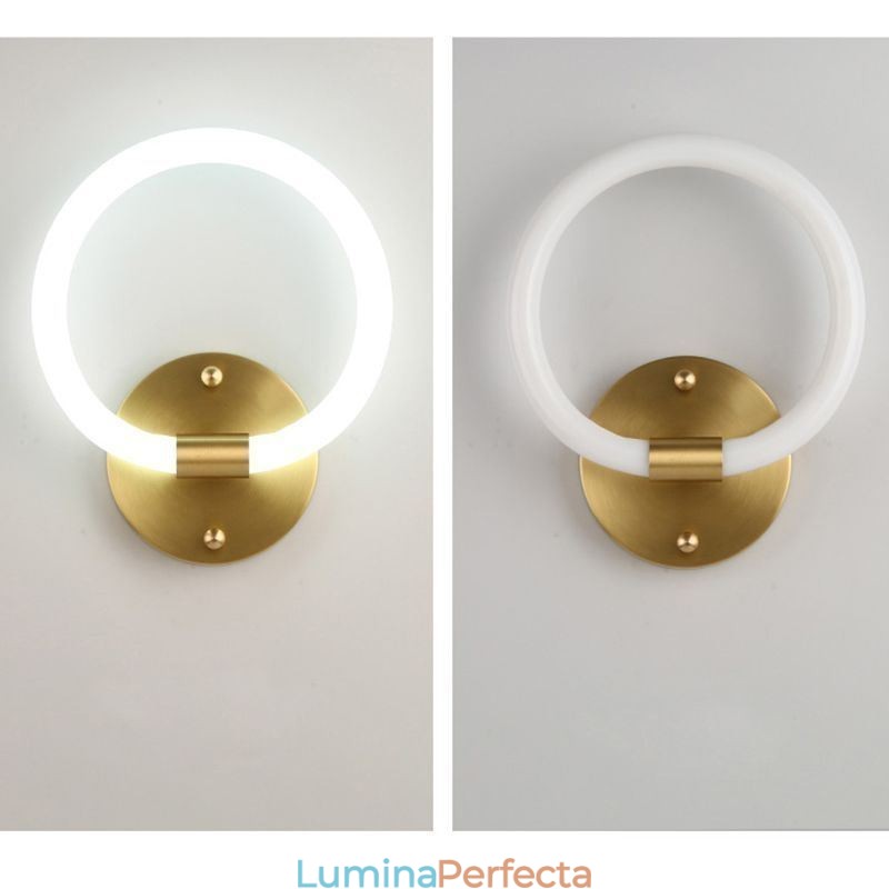 Corpuri de iluminat moderne de perete Aplice de perete cu inel rotund Dimming tricolor
