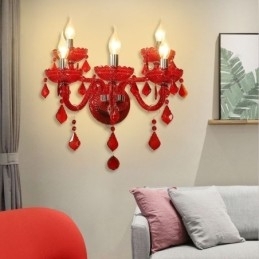 Aplice de perete de culoare roșie European Crystal Sconce