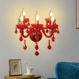 Aplice de perete de culoare roșie European Crystal Sconce