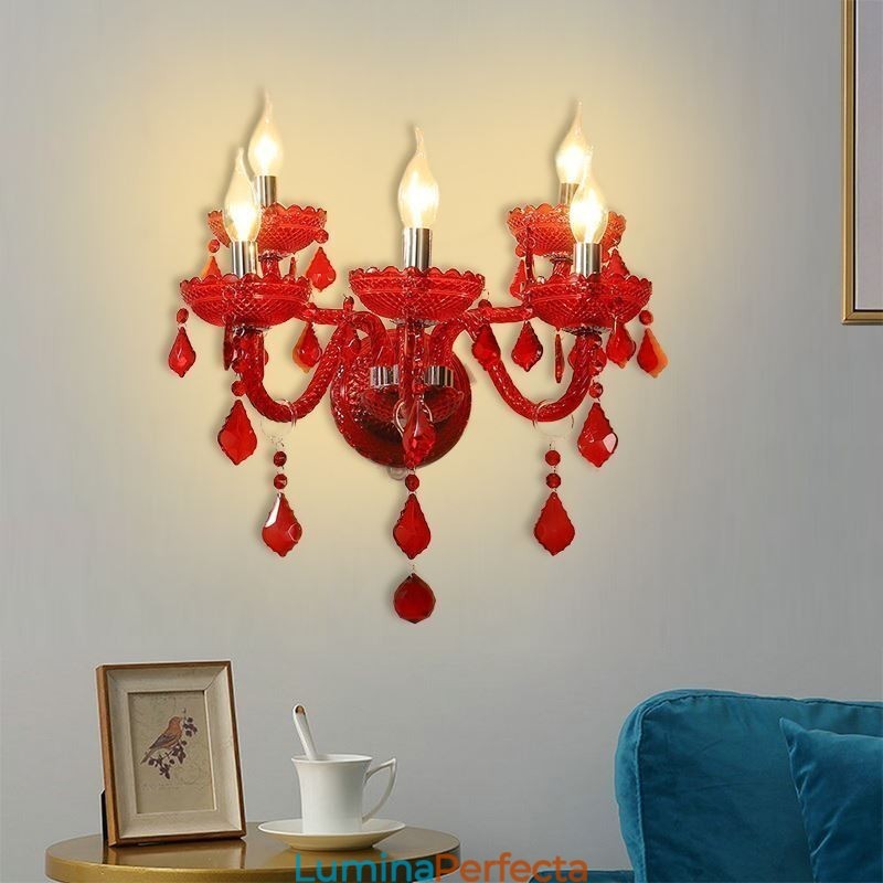 Aplice de perete de culoare roșie European Crystal Sconce