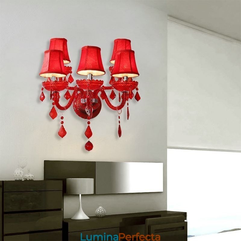 Aplice de perete de culoare roșie European Crystal Sconce